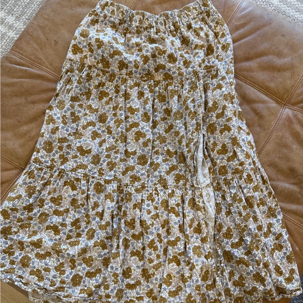 Tiered Midi Skirt in Mustard Floral